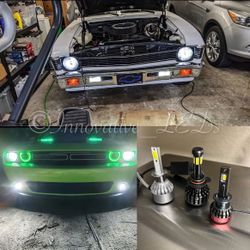 9004 LED Headlight Bulbs,9004/HB1 Hi/Lo Beam LED Headlight Bulb 6500k 9004 LED Bulb Cool White luces 