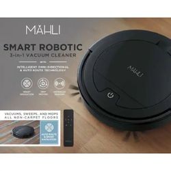 Mahli Smart Robotic 3-in-1 Vacuum Cleaner, Intelligent Omni-Directional and Auto-Route Technology, Pet Hair/Carpets/Hard Floors, Rechargeable BLACK