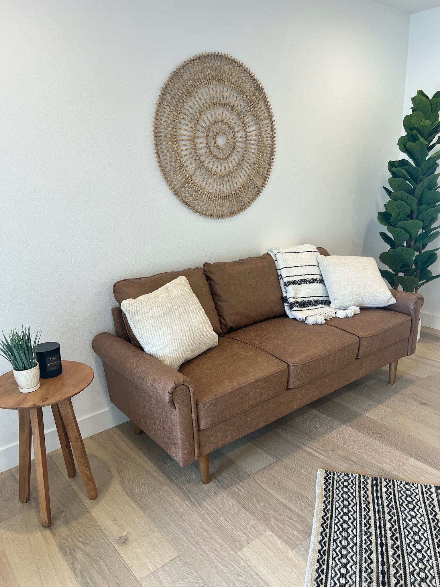 Faux Leather Cognac Sofa