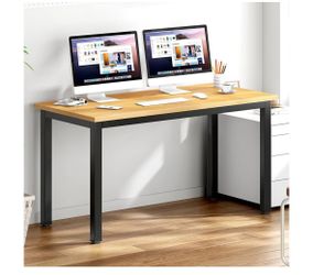 DlandHome Large Computer Desk, Composite Wood Board, Decent and Steady Home Office Desk/Workstation/Table 54.3inch Teak Black