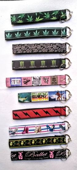 Marijuana Leaf, Lightning Bolt And Other Key chains (wristlet type)