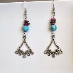 Turqoise Fancy Dangled Gemestone Earings 
