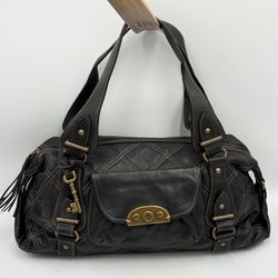 Fossil Handbag Hobo Bag Quilted Soft Black Leather Purse VTG 75082