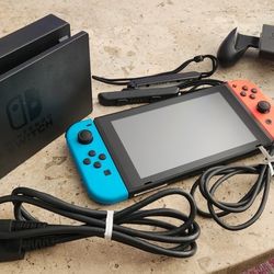 Nintendo Swith V2 Blue/Red Neon Joycons (XKW5010) w/ All Accessories