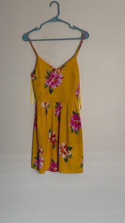Yellow Floral Spaghetti Strap Mini Dress