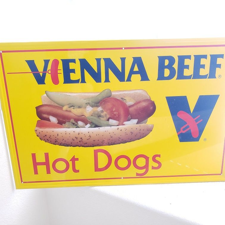 Vintage Vienna Beef Metal Hot Dogs Sign