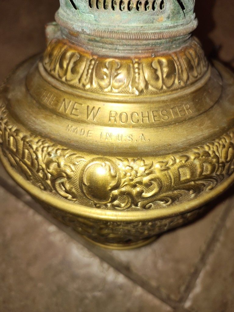 Antique Brass Lamp, Needs Shade And To Be Rewired