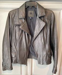 BANANA REPUBLIC Black Leather Jacket Petite Size XS