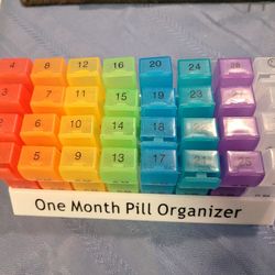 Pill Organizer Case Box Monthly 32 Days Medicine Container Dispenser Am Pm