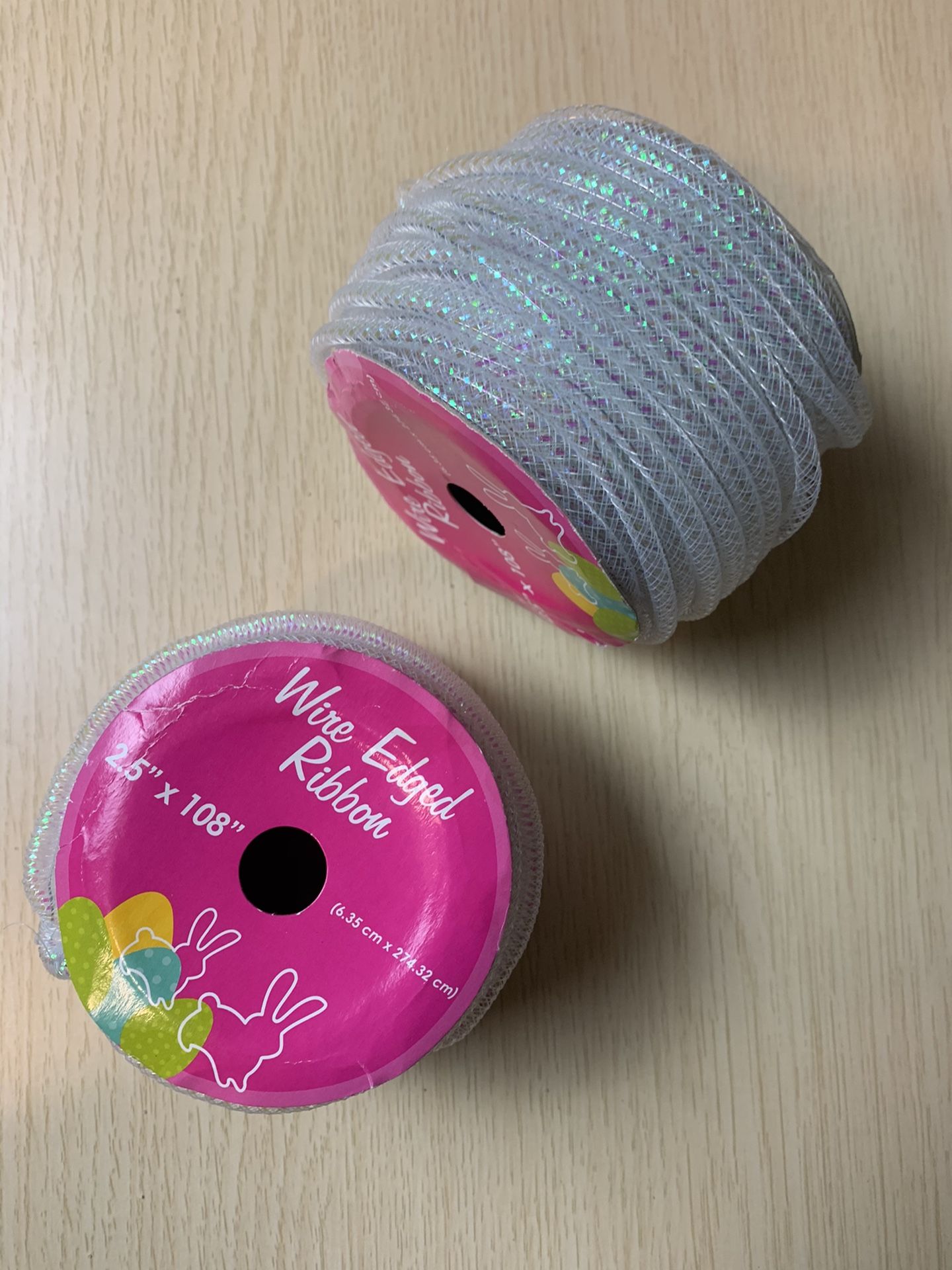 2 Rolls Of Wire Edged Ribbon