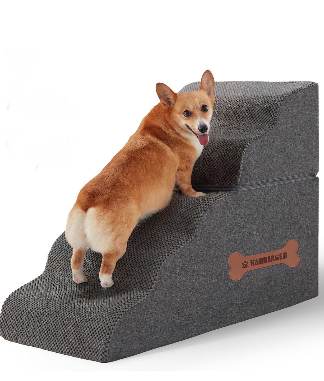 Dog Stairs 4 Steps for Small Dogs and Cats to Get on High Beds, Couch or Car, Pets Can Climb, Sit, Lie Down or Perch to Look Out Windows