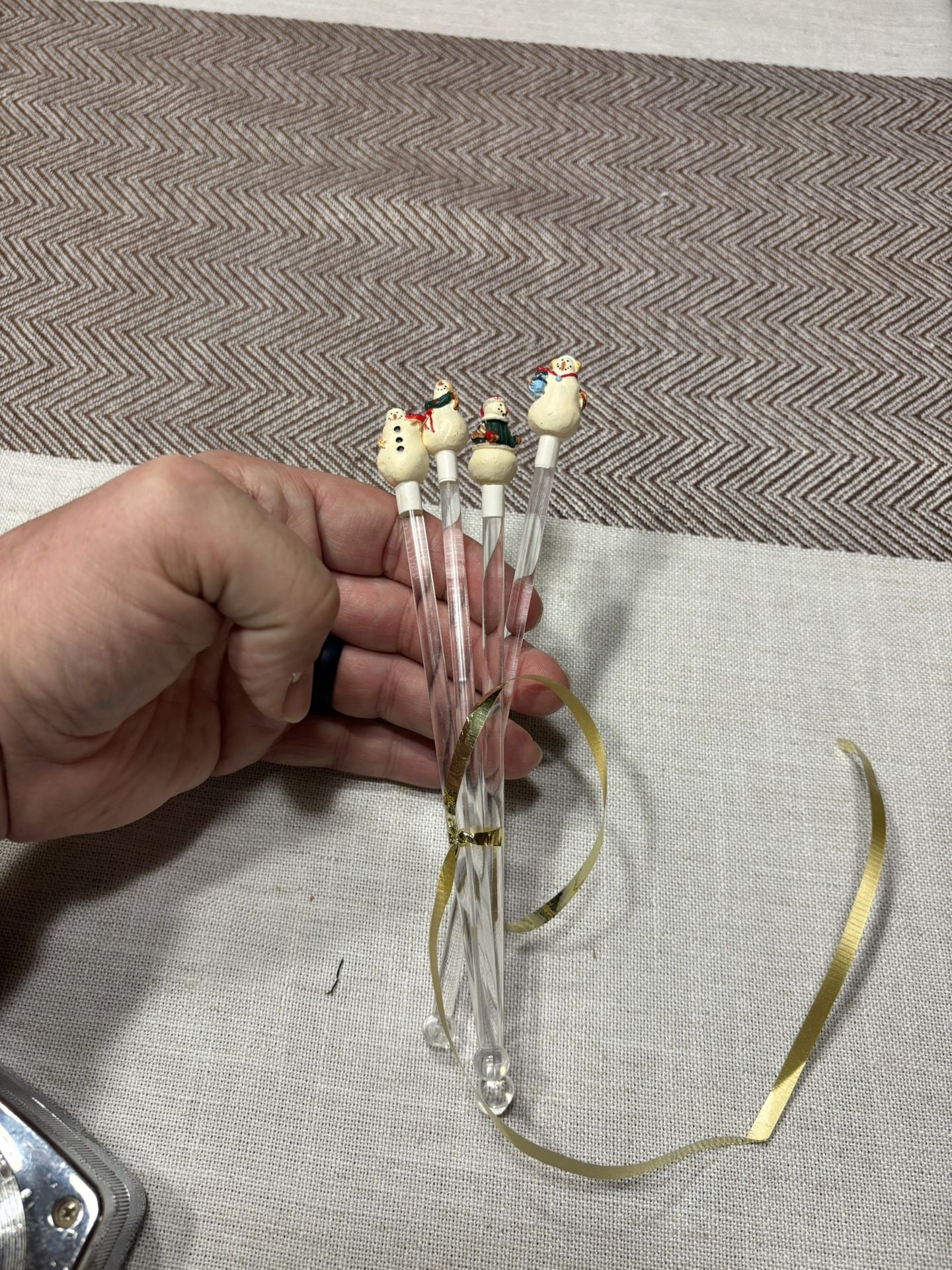Vintage Glass Handmade Drink Stirrers Holidays Christmas