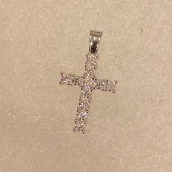 925 SILVER & VVSI MOISSANITE CROSS PENDANT ONLY PASSES TESTER SUPER SALE!