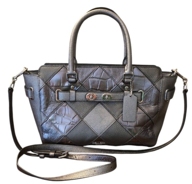 Coach Blake Carryall 25 Patchwork Gunmetal 3 Way Tote Bag In EUC