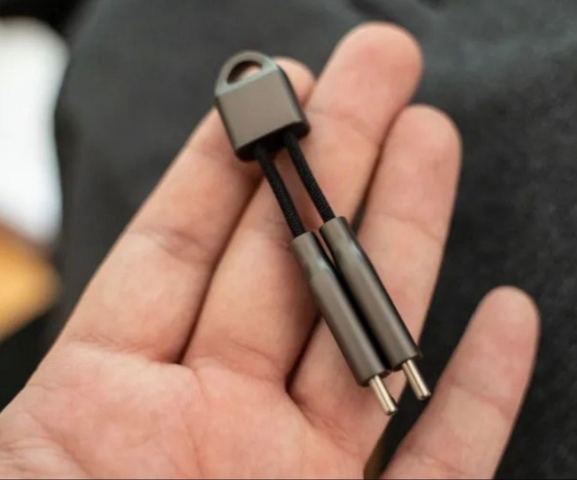 Small USB-C to USB-C charger & data transfer key chain cable