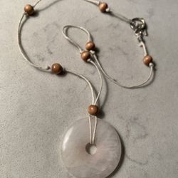 Rose Quartz Donut Necklace - Natural Gemstone 18”