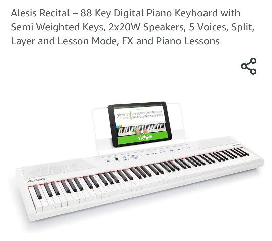 Alexis Recital White 88-Key Digital Piano Keyboard 