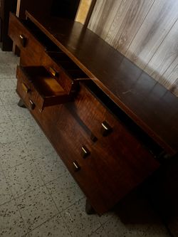 Beautiful Vintage Wood Dresser with Brass Pulls