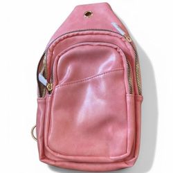 Trendy Pink Faux Leather Sling Backpack – Stylish & Functional