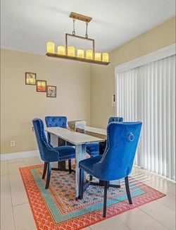 Dining Table and Velvet Chairs Set for up to 6 people