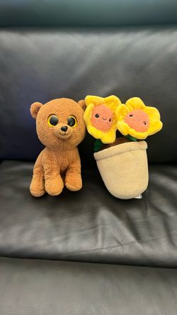 , Cute, Stuffed Animals, Flower And Bear