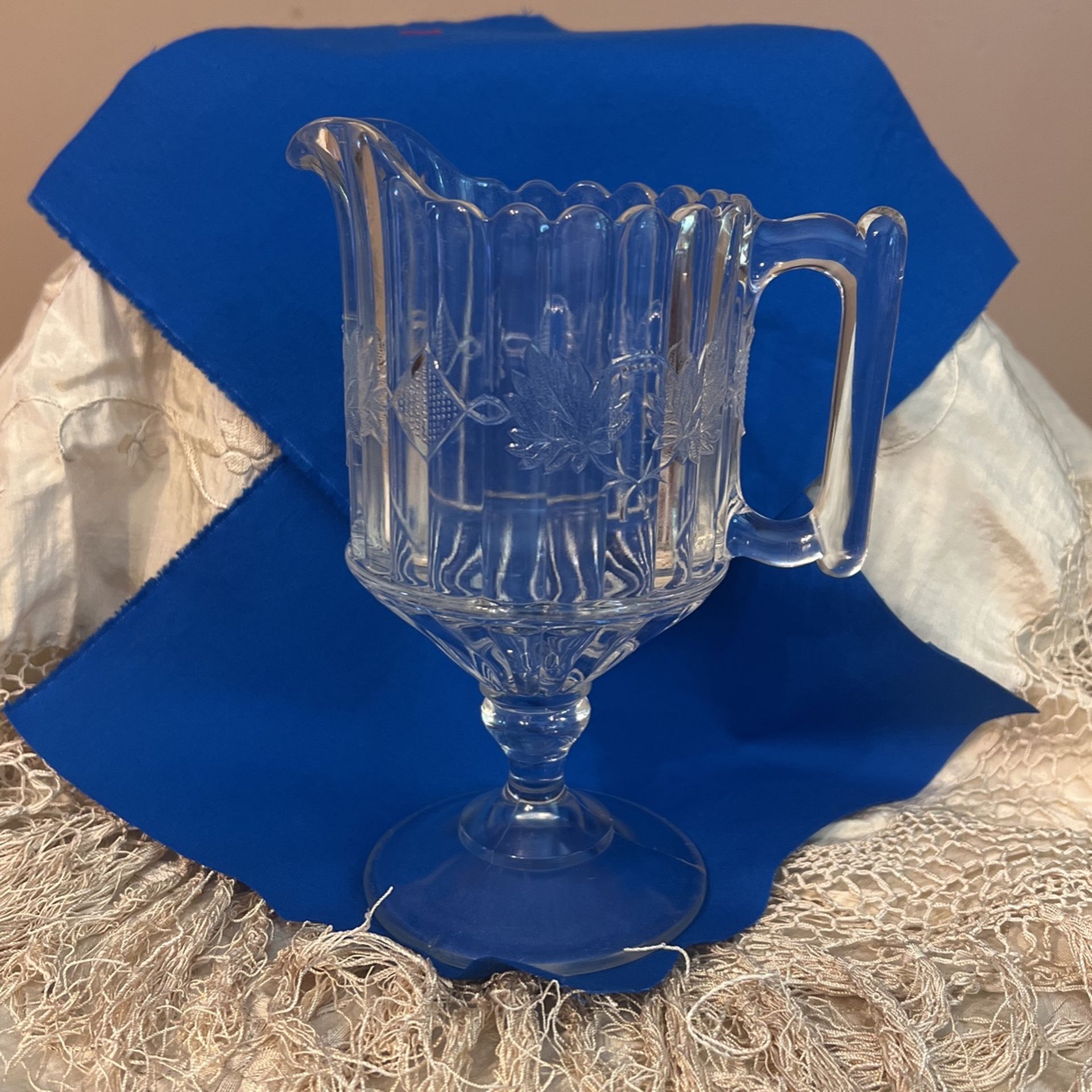 Pressed Glass Pedestal Pitcher