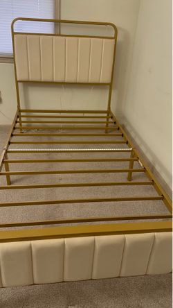 Twin metal bed frame with led and charging unit
