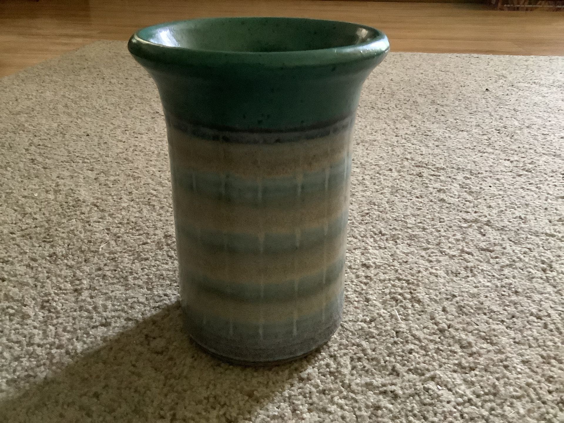 Large Pottery Vase Or Crock 8” Tall And 6” Wide