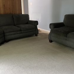 Dark Grey Fabric L Shaped Sectional Couch 