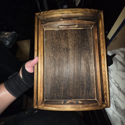 Rustic Wood Serving Trays Ottoman