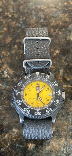Luminox Navy SEALs Watch Yellow Dial w nato band leather after market