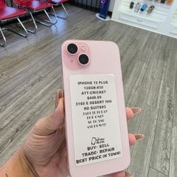 Iphone 15 PLUS 128GB Att Or Cricket Only! Financing Available Only 50 Down‼️