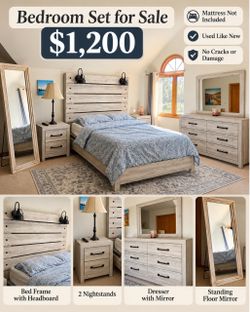 Beautiful Beige / Off-White Bedroom Set – Excellent Condition