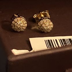 Small Gold Diamond Earrings New Never Worn Originally $349