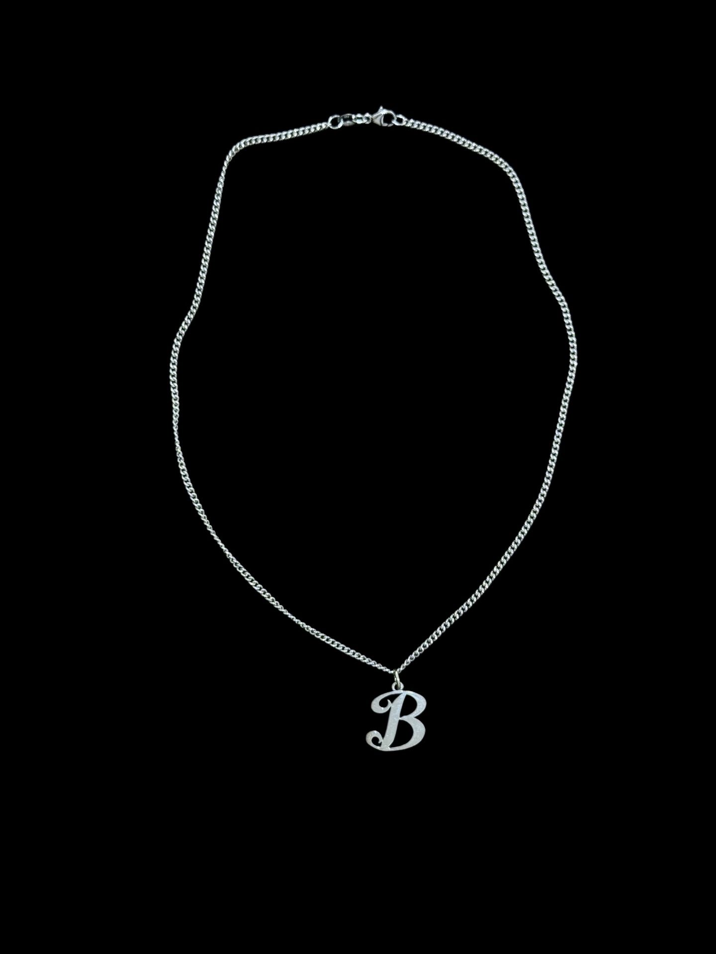 Authentic James Avery 16” Sterling Silver Necklace + Cursive “B” Pendant