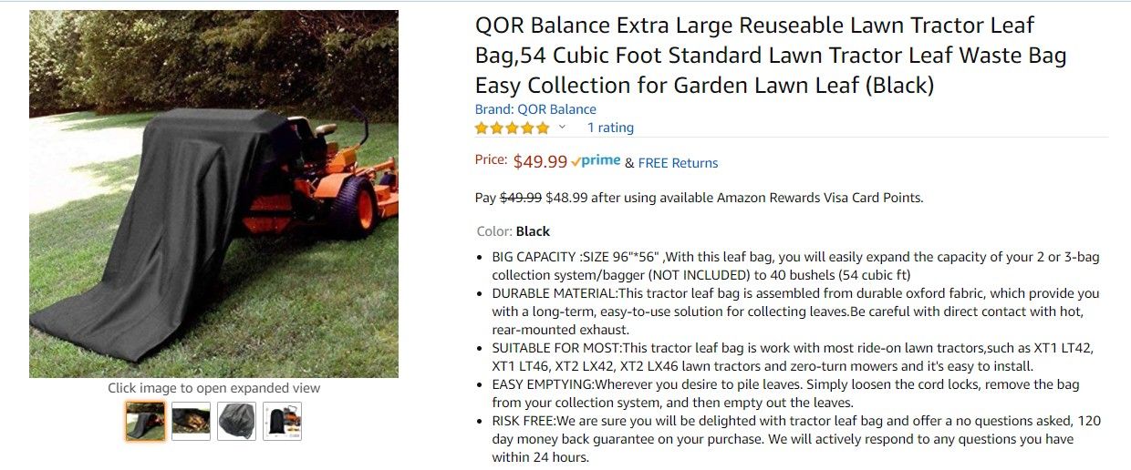 QOR Balance Extra Large Reuseable Lawn Tractor Leaf Bag