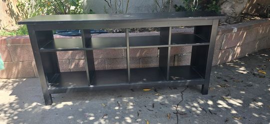 Black Wood TV Stand with Open Shelves