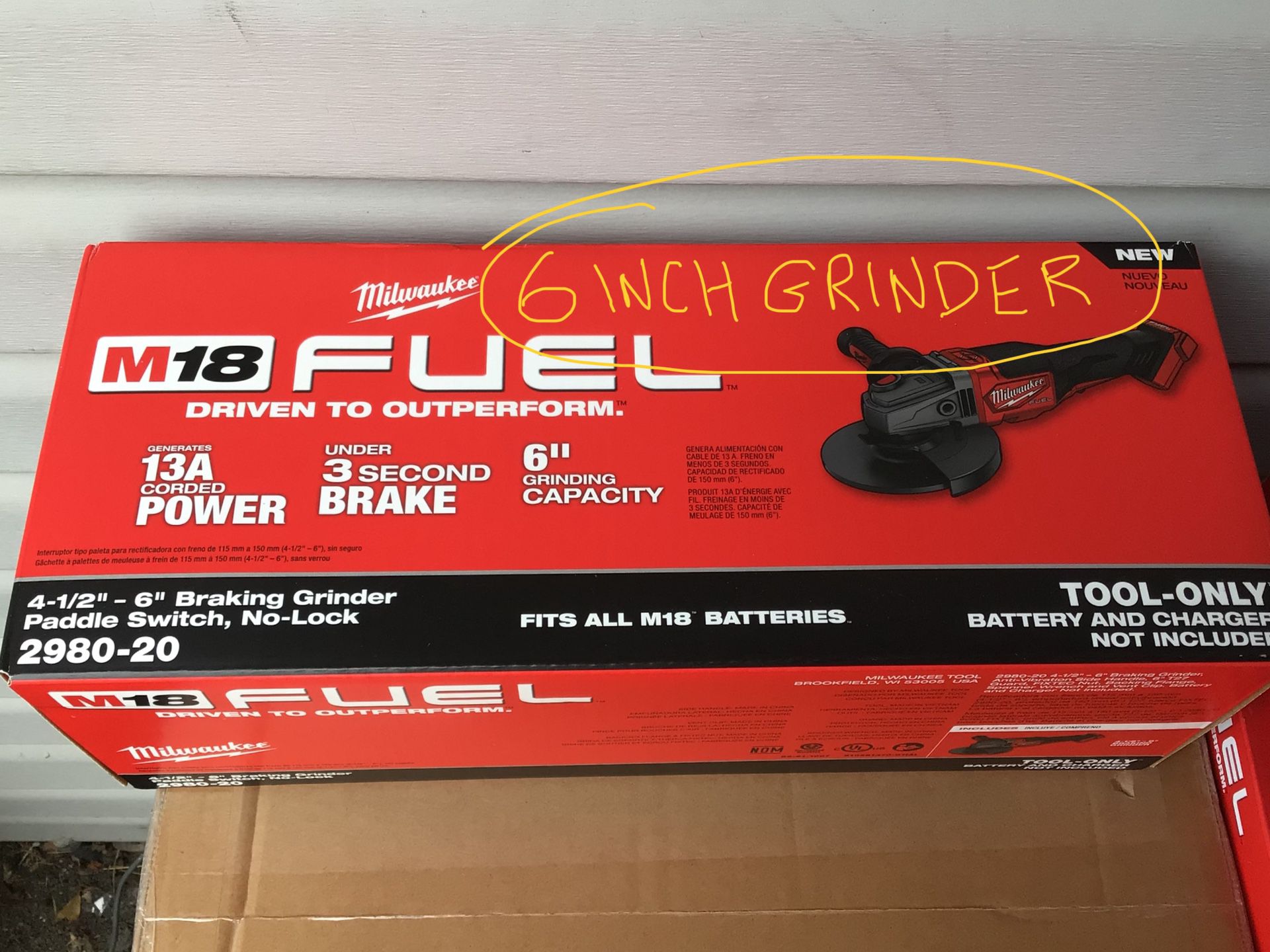 Milwaukee M18 FUEL 6inch Grinder 4-1/2”-6” .  Brand NEW.  Tool Only.