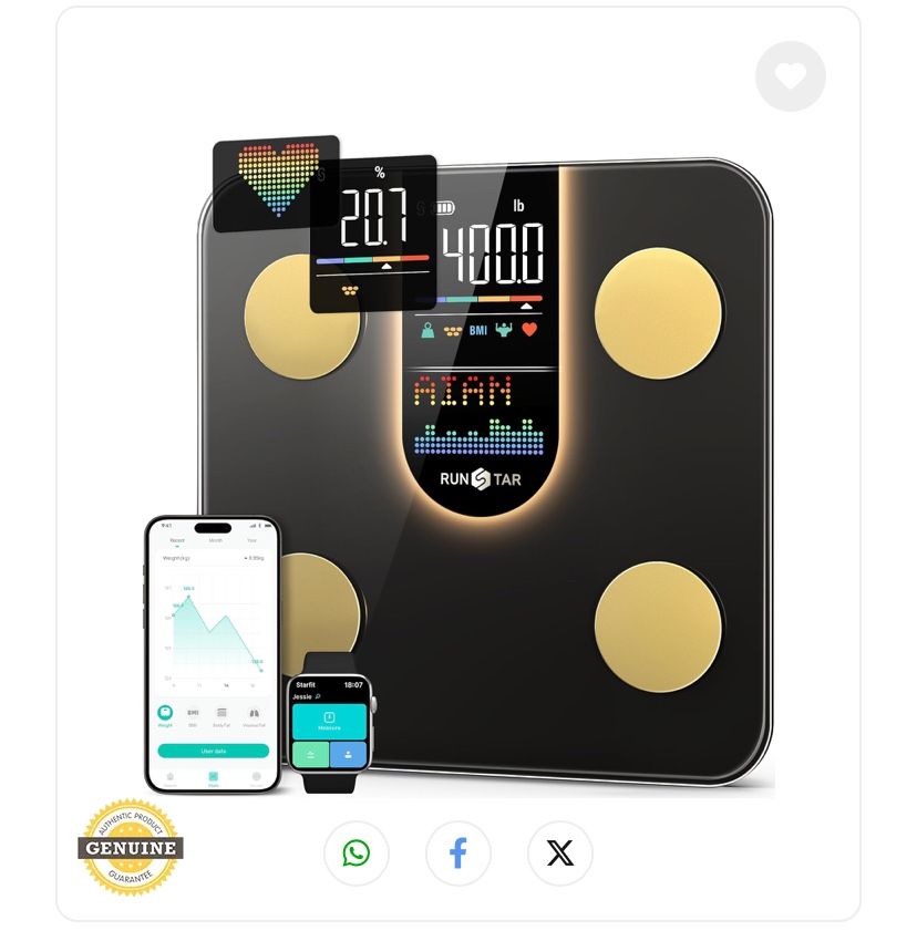 RunStar High Precision Bathroom Digital Scale For Body Weight, Heart Rate Etc.
