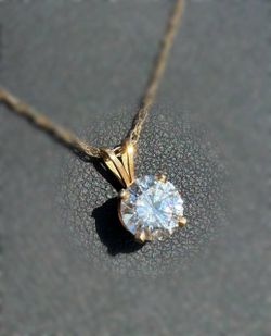 Vintage Jewelry 14k yellow gold white CZ stone 1.03CT necklace chain 18.00" 1.00mm width