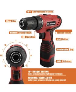 DD dedeo Tool Set with Drill 108Pcs Cordless Drill Household