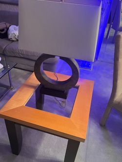 Two - Modern Wood & Glass End Table / Side Table