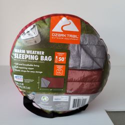 Ozark Trail 50-Degree Warm Weather Red Sleeping Bag, 33"x75"