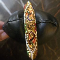 Beautiful Multicolored Rhinestone Studded Peacock Bangle 