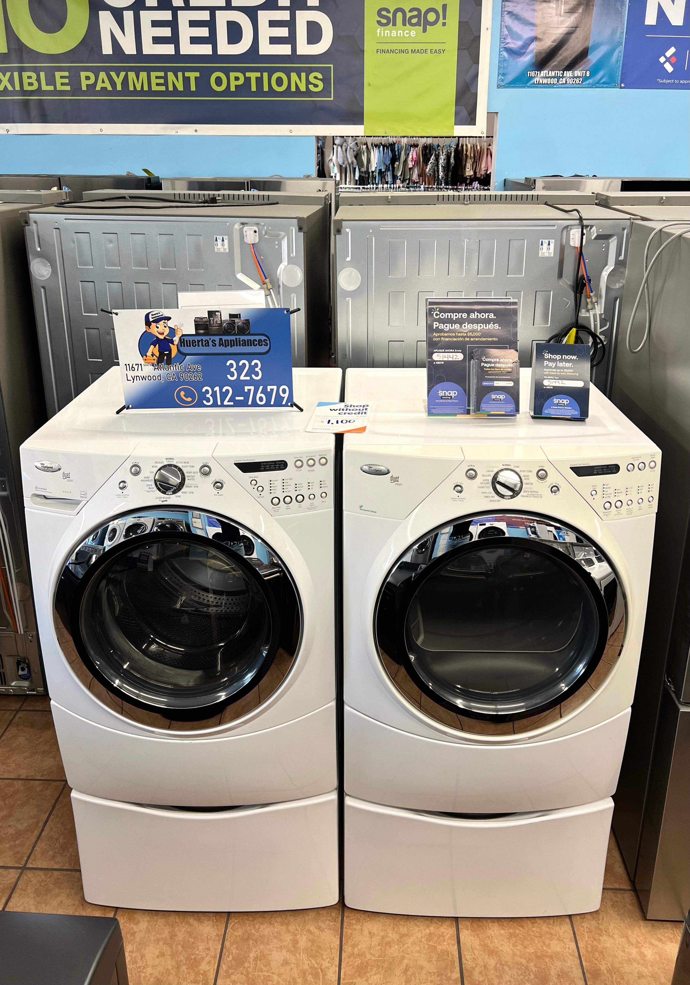 Whirlpool Washer and Dryer Set with Pedestals