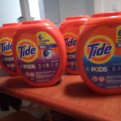Tide Pods 112 Count 4 Bottles Two  3 In 1 Spring Meadow & Two Goldwater Clean 4 In All.