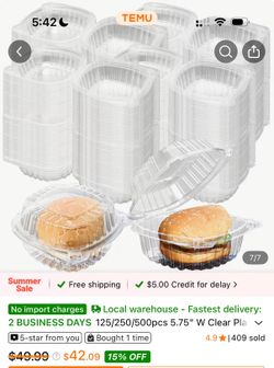 Clear Plastic Hinged Clamshell Food Containers