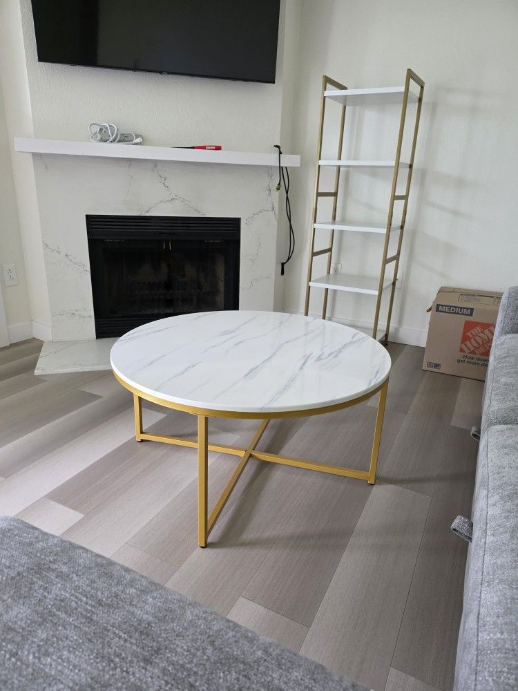 Coffee Table Gold White