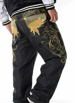 Game Time Black Jeans with Gold Details Men Size 34 length

