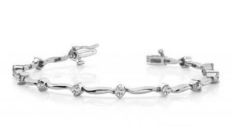 14K White Gold Bracelet With 1.00 cttw Diamond And Certificate Of Authenticity, Size 7”  —-send me your Offer —-